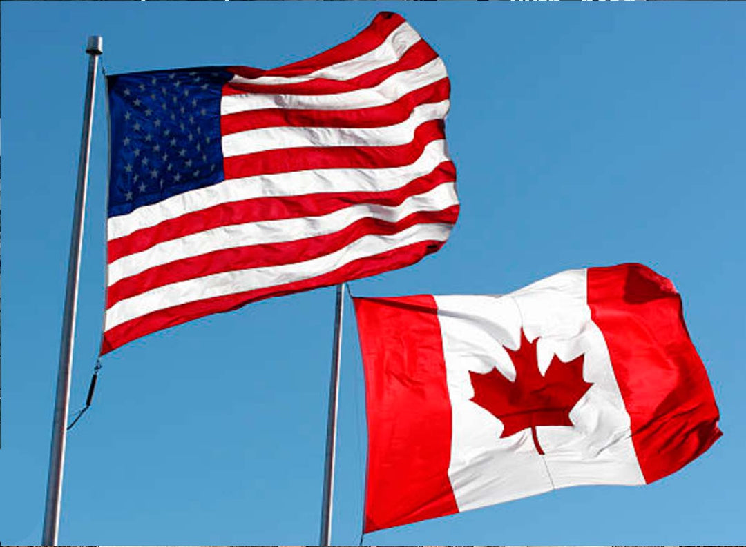 USA and Canadian flags