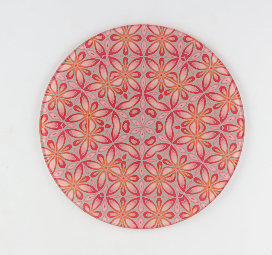 Pink Grey Orange Floral - Circular Worktop Protector