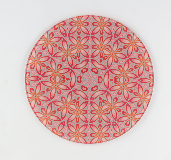 Pink Grey Orange Floral - Circular Worktop Protector
