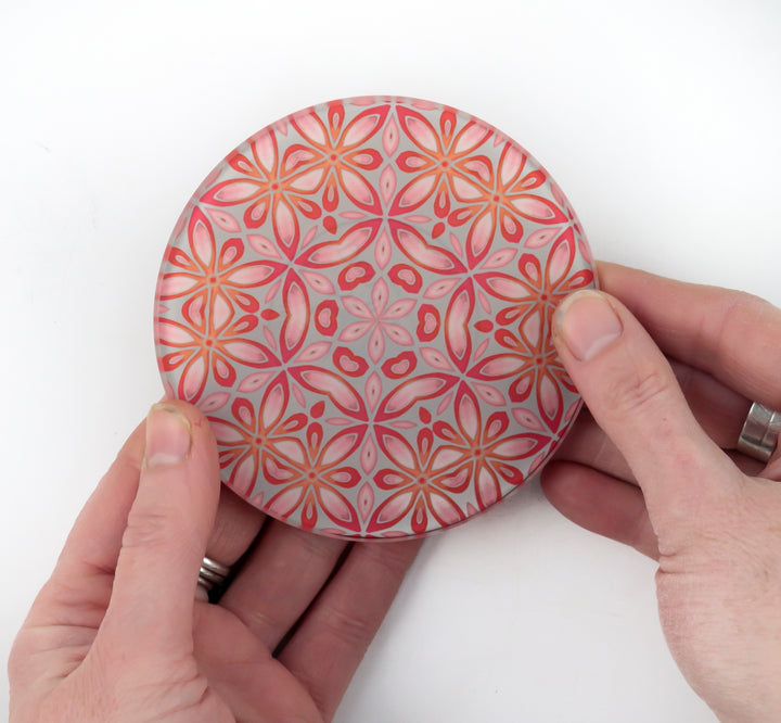 Pink Grey Orange Floral - Circular Worktop Protector