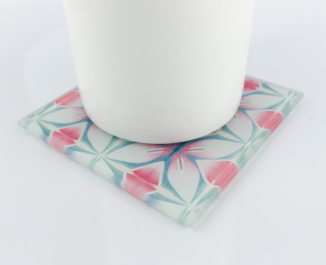 Pink &amp; Teal - Geometric Flower Worktop Protector