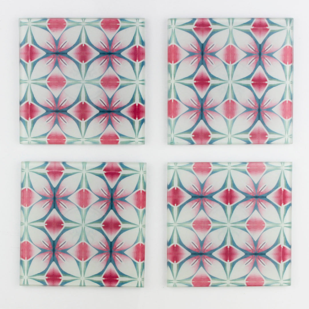 Pink &amp; Teal - Geometric Flower Worktop Protector