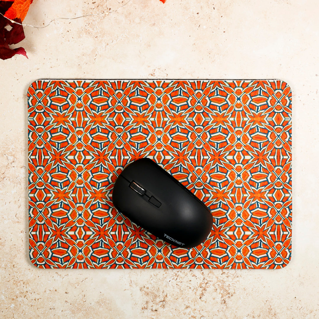 Orange "Tudor Rose" Design Mouse Mat / Gaming Mat