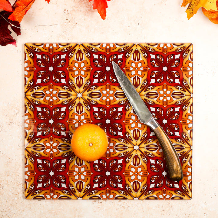 Red and Gold "Suzanne" Design Worktop Protector