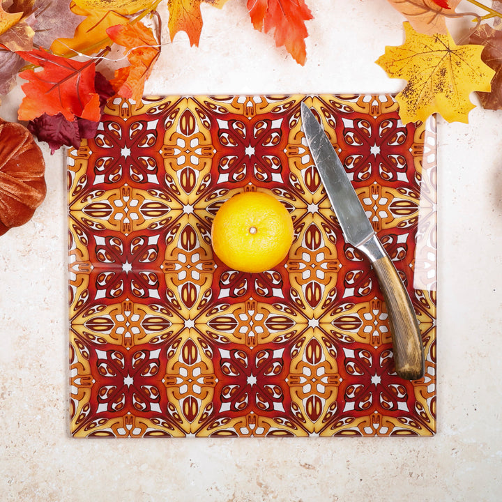 Red and Gold "Suzanne" Design Worktop Protector
