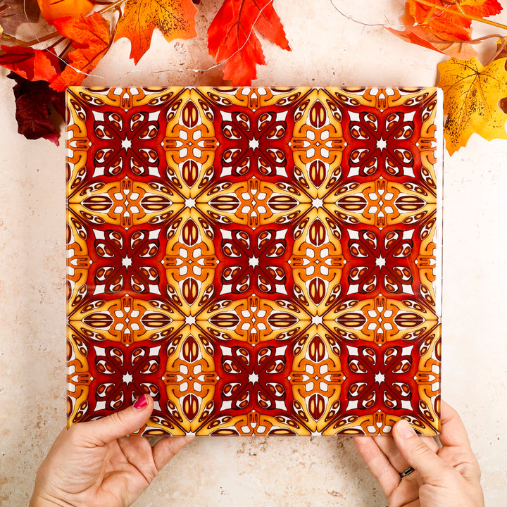 Red and Gold "Suzanne" Design Worktop Protector
