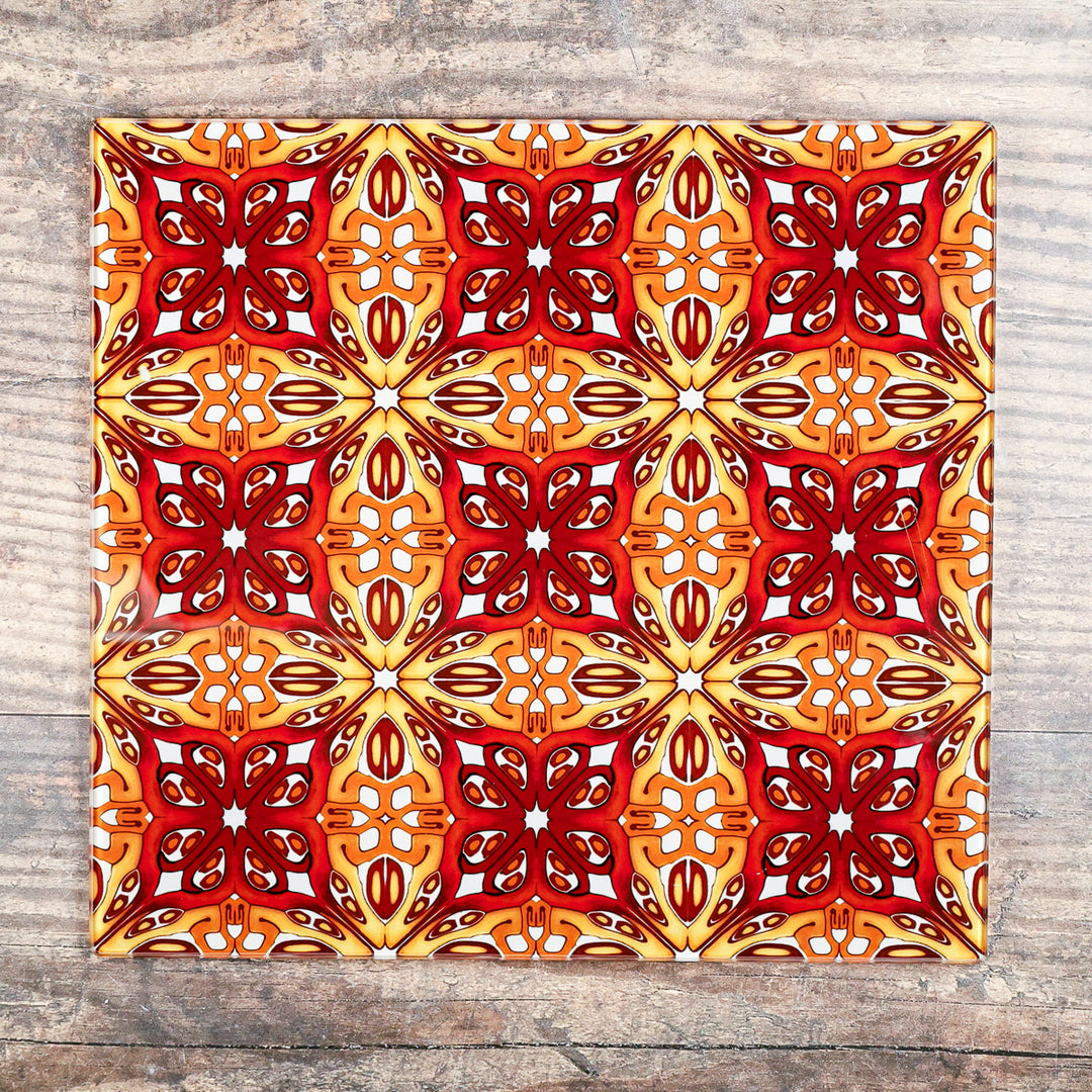Red and Gold "Suzanne" Design Worktop Protector