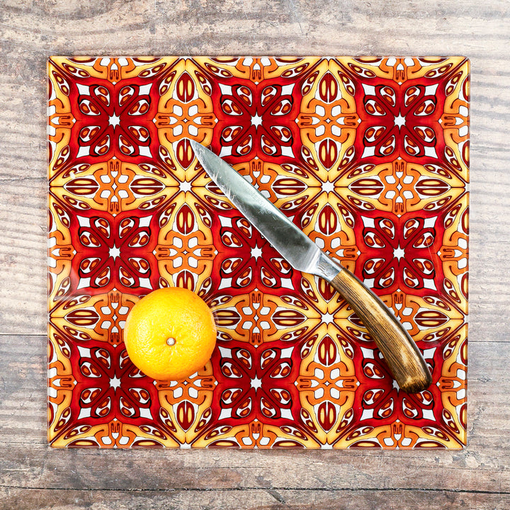 Red and Gold "Suzanne" Design Worktop Protector