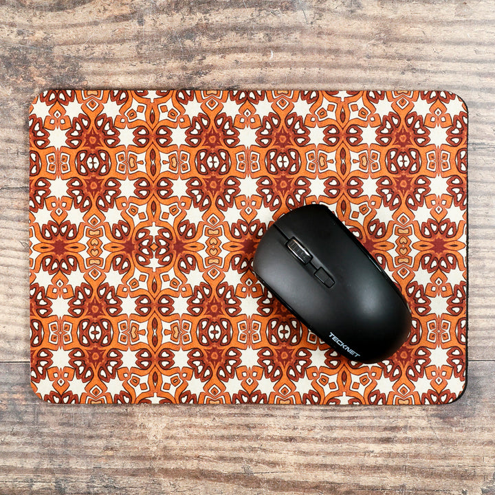 Ochre and Cream "Cogs" Design Mouse Mat / Gaming Mat