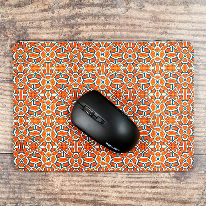 Orange "Tudor Rose" Design Mouse Mat / Gaming Mat