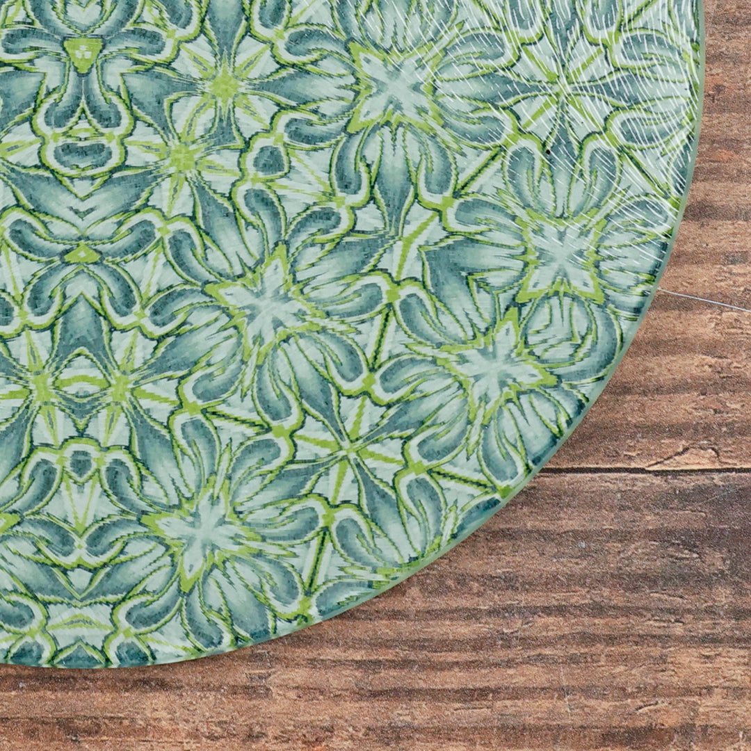 Lime/Grey Chrysanthemum - Circular Chopping Board