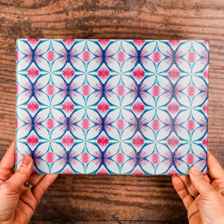 Pink &amp; Teal - Geometric Flower Worktop Protector
