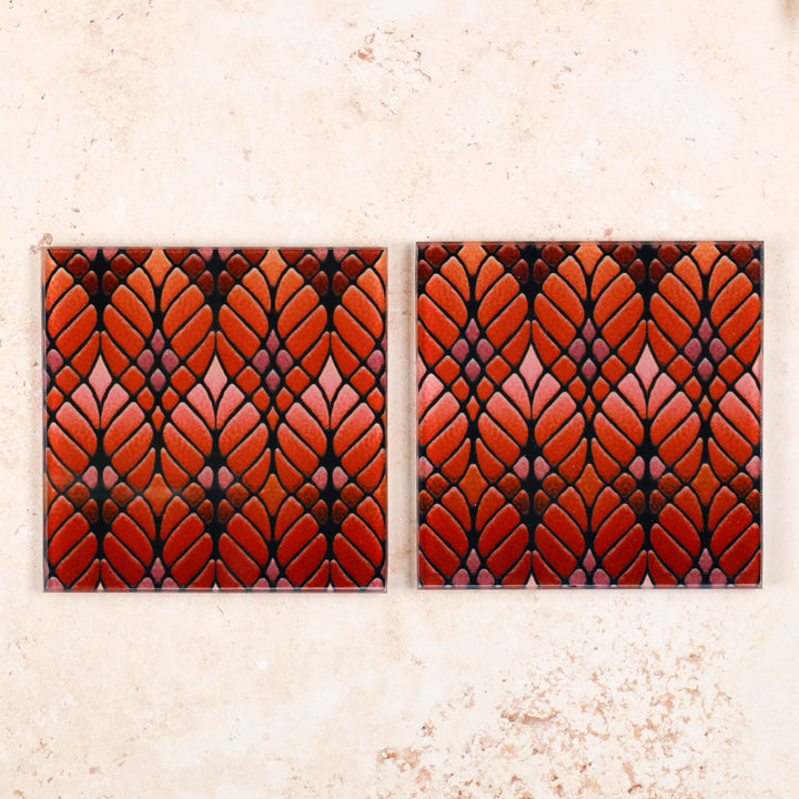 Interwoven Trees Coaster Set - Autumn Reds