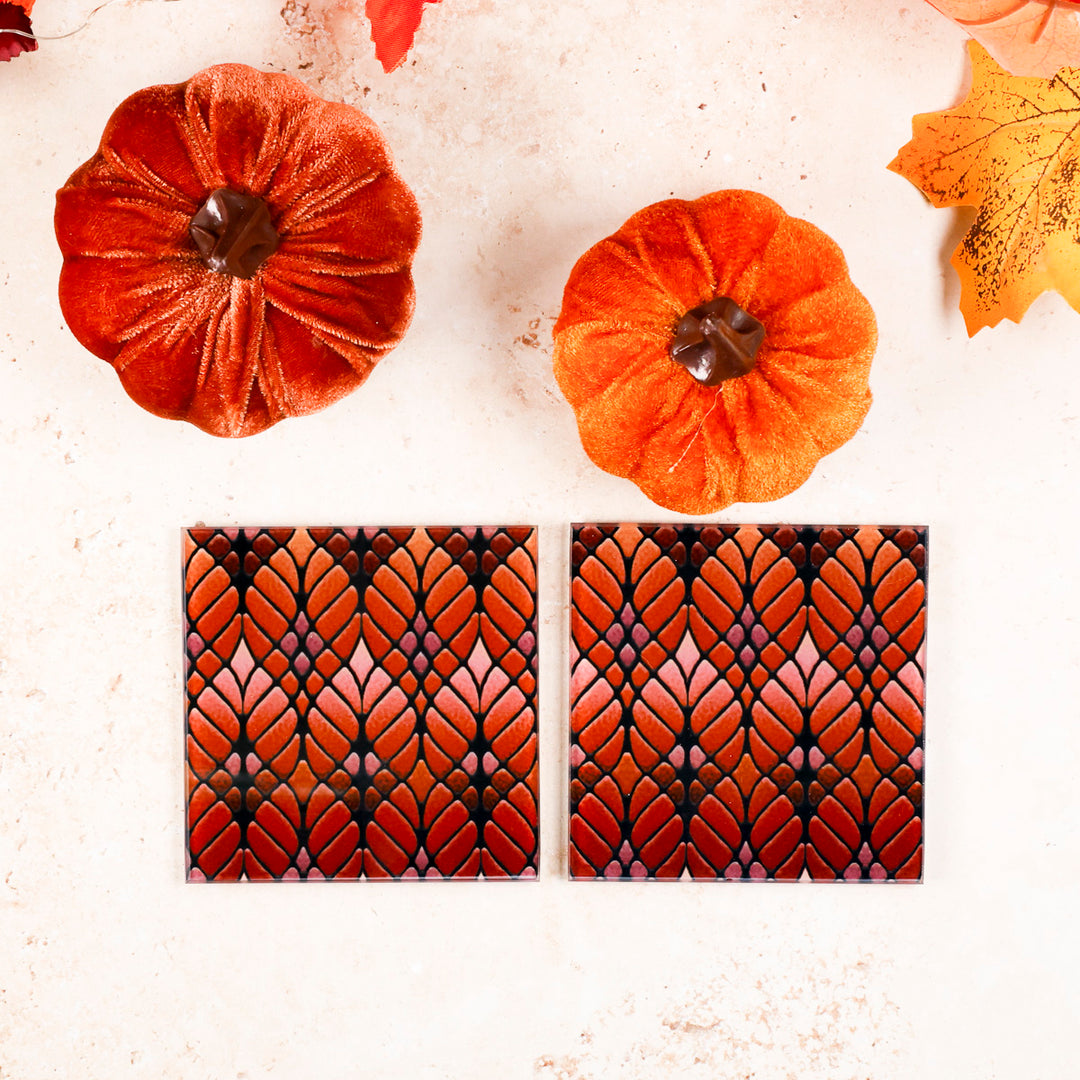 Interwoven Trees Coaster Set - Autumn Reds