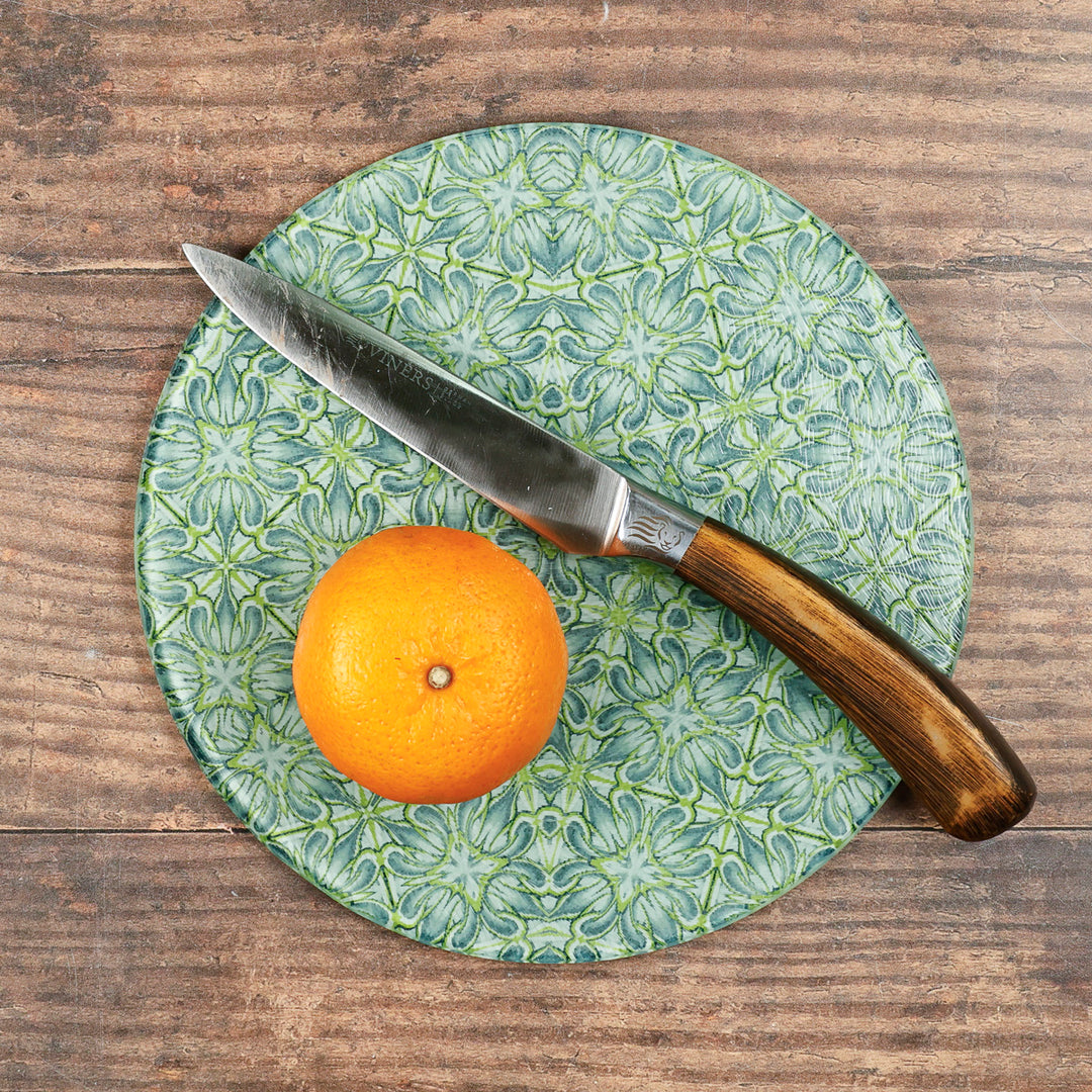 Lime/Grey Chrysanthemum - Circular Chopping Board