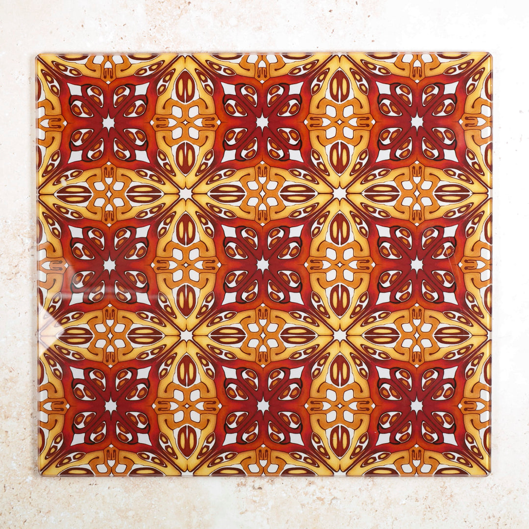 Red and Gold "Suzanne" Design Worktop Protector