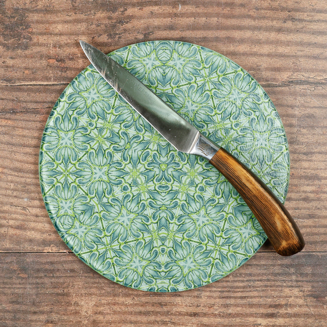 Lime/Grey Chrysanthemum - Circular Chopping Board