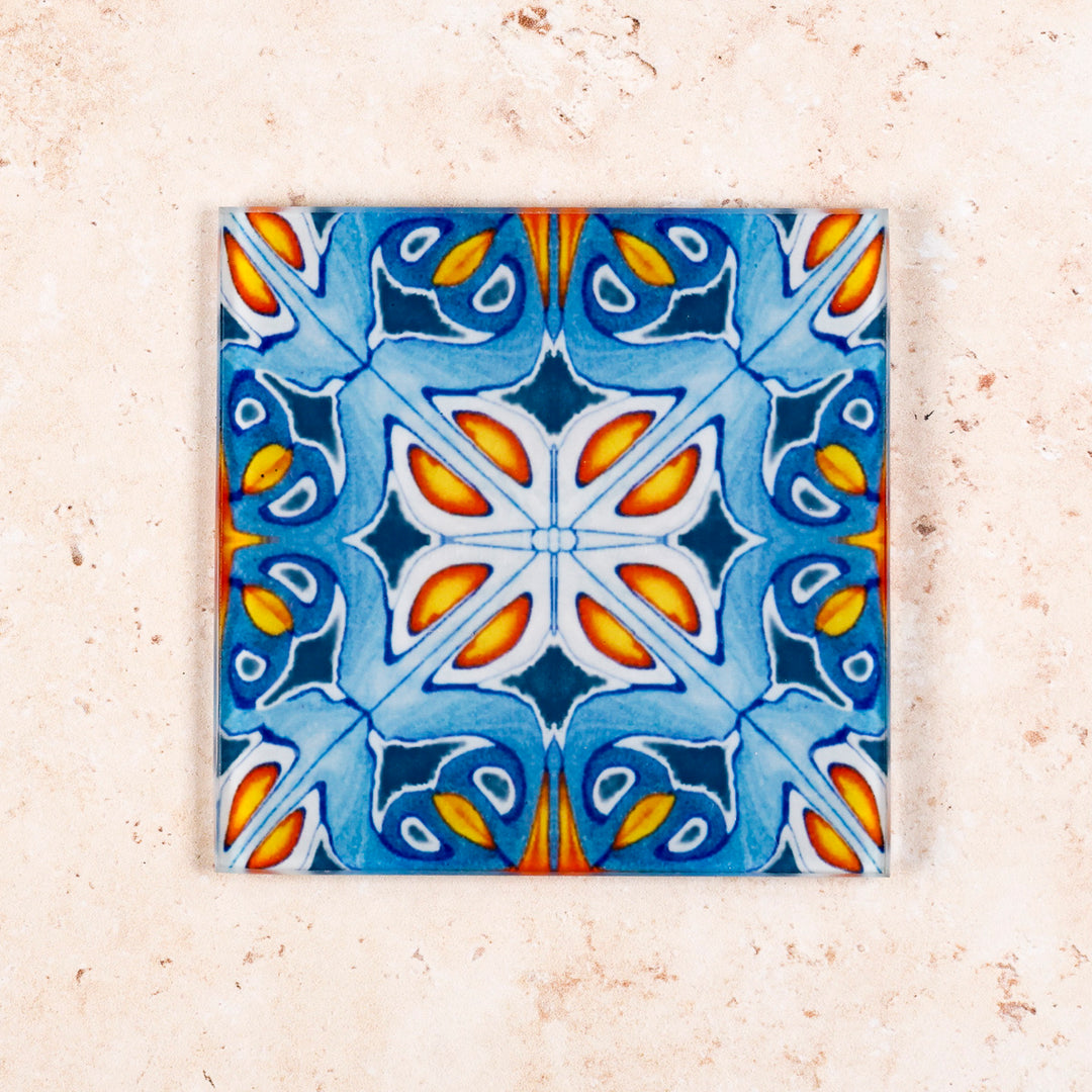 Blue/Orange "Alhambra" design coasters