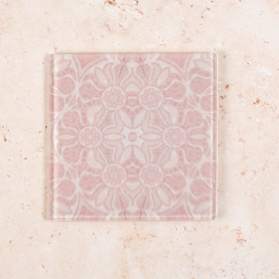 SALE SECONDS - Set of 5x Hazy Pink Pomegranate Square Coasters
