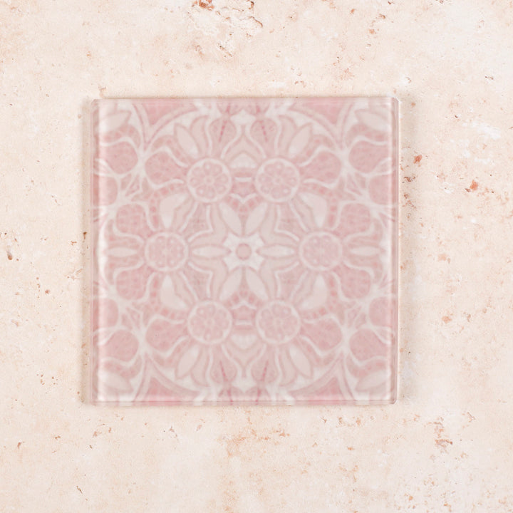 SALE SECONDS - Set of 5x Hazy Pink Pomegranate Square Coasters