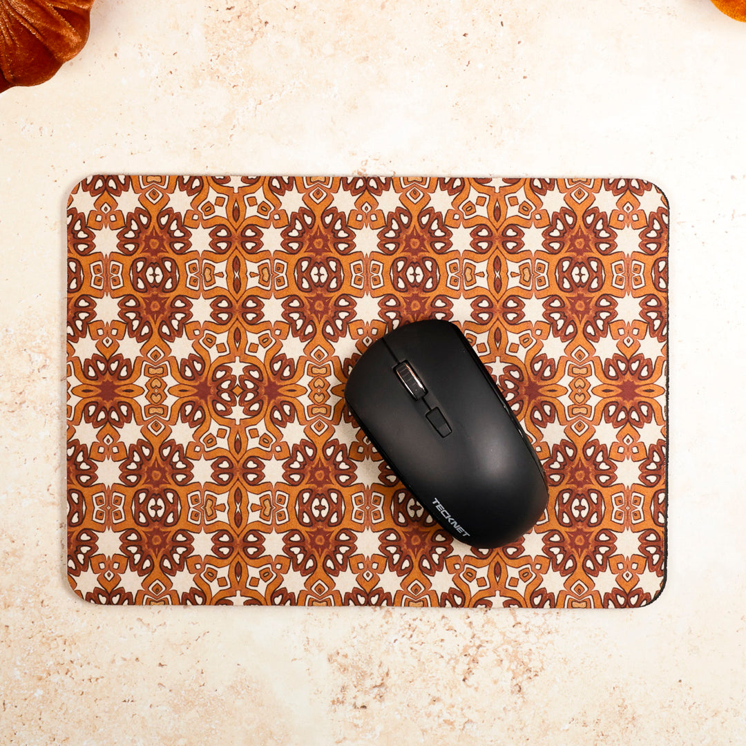 Ochre and Cream "Cogs" Design Mouse Mat / Gaming Mat