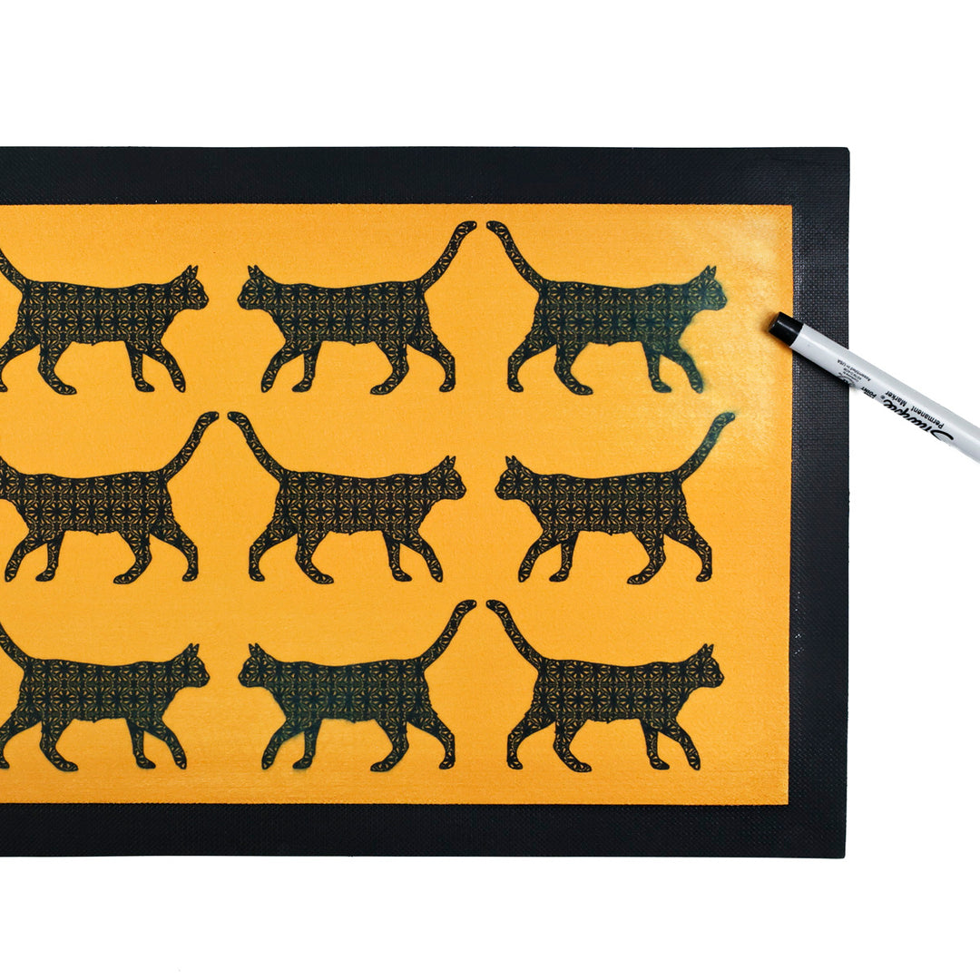 SALE SECOND - Stalking Cats Pet Placemat - Yellow
