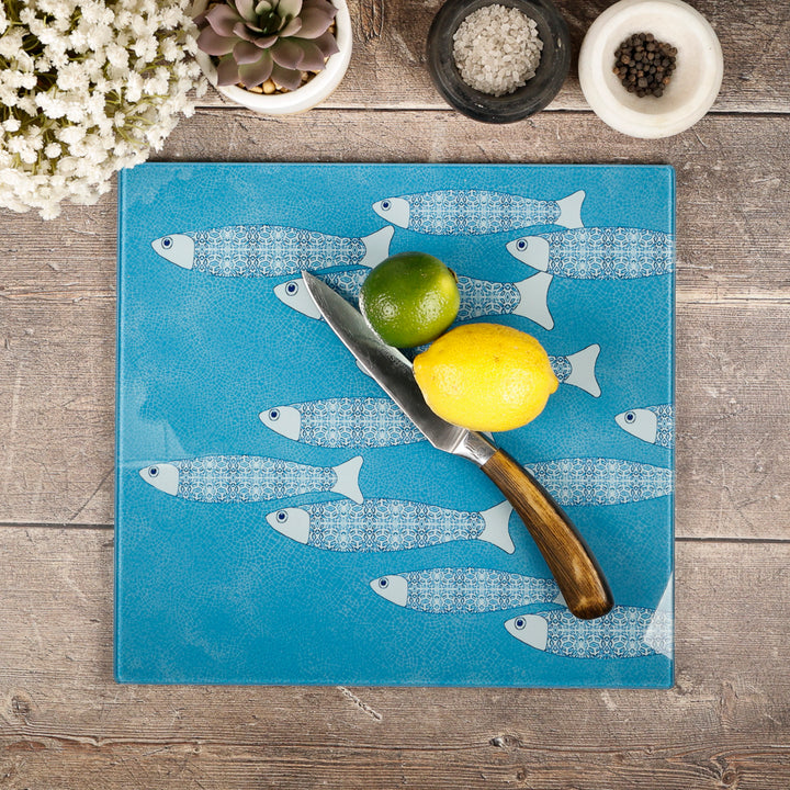 SALE -  Medium Square Grey/Blue Ocean Shoal Trivet (smooth)