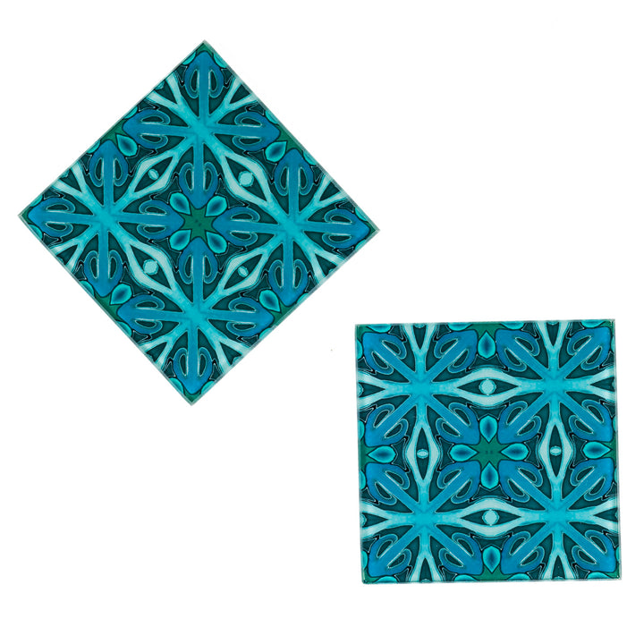 SALE SET - Pair of Square Malachite Green Coasters