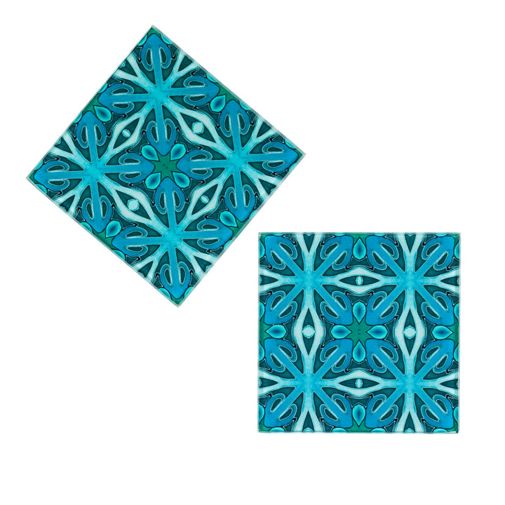 SALE SET - Pair of Square Malachite Green Coasters