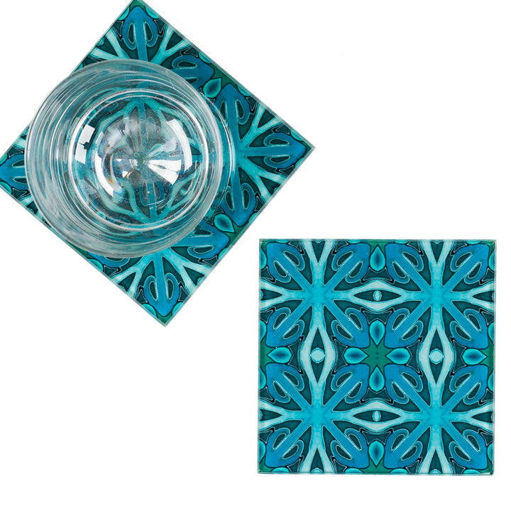 SALE SET - Pair of Square Malachite Green Coasters