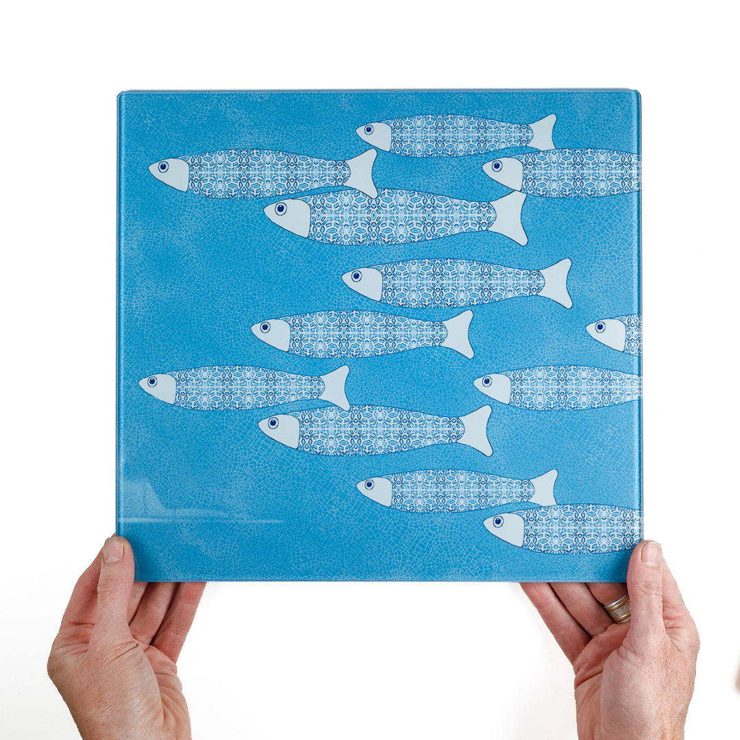 SALE -  Medium Square Grey/Blue Ocean Shoal Trivet (smooth)