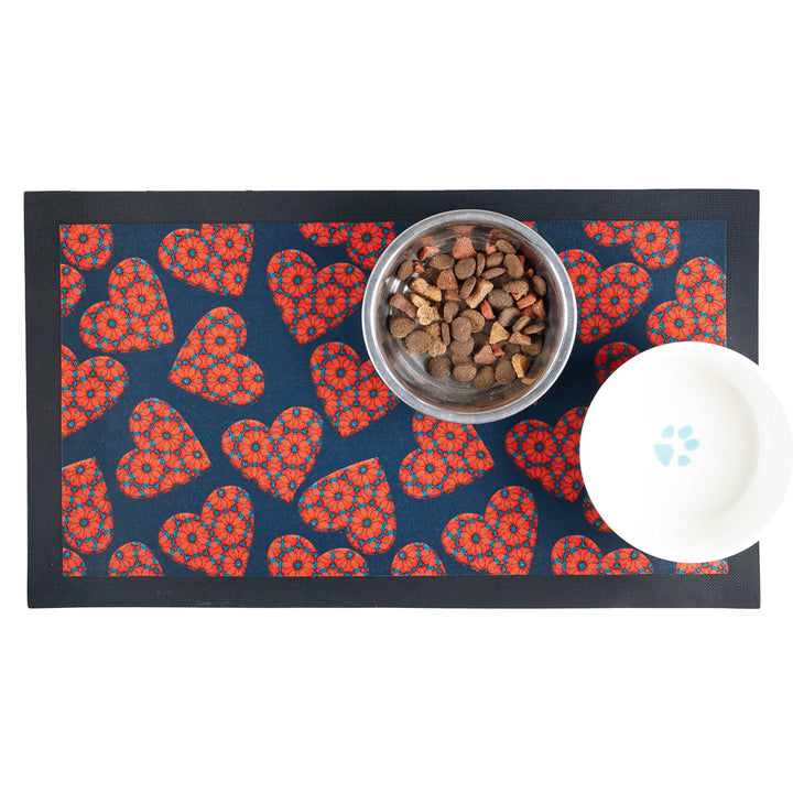 SALE - Moroccan Flower Heart Pet Food Mat