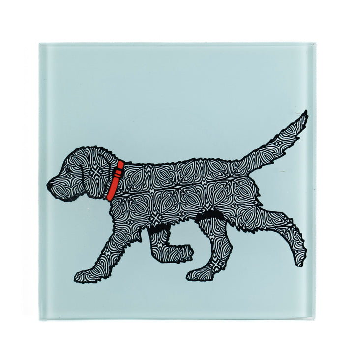 Labradoodle - Strolling Dog - Grey/Black Coasters