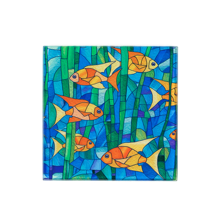 Goldfish Stained Glass Window Design Coaster Set