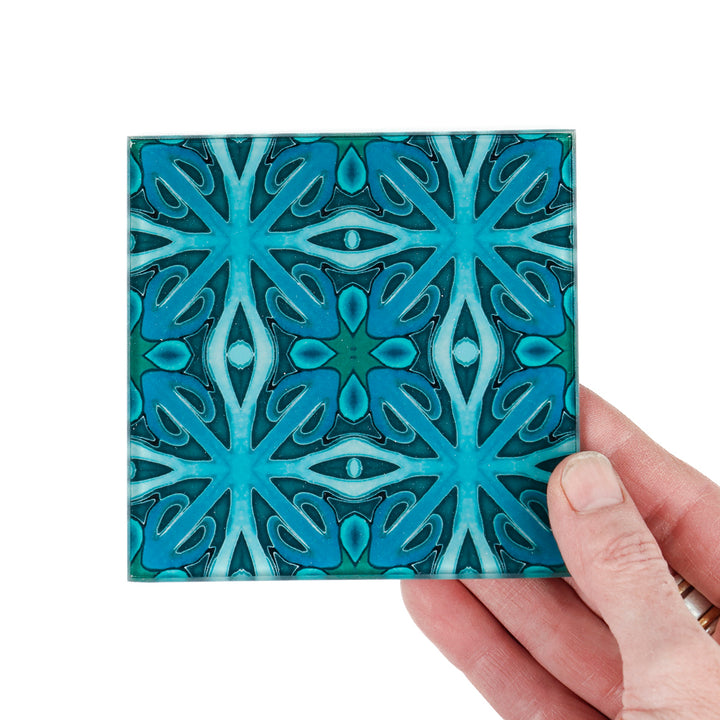 SALE SET - Pair of Square Malachite Green Coasters