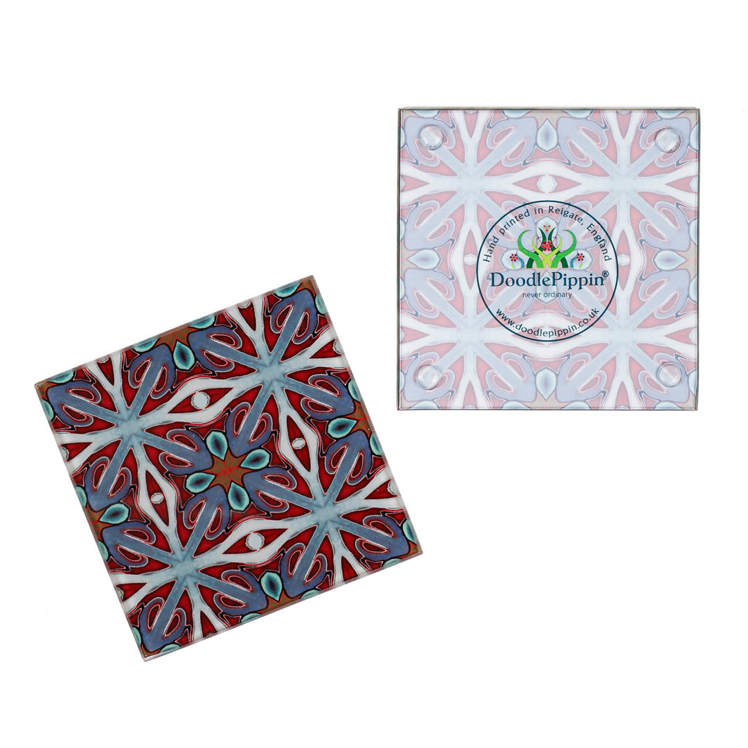 SALE SET - Pair of Red Twining Coasters