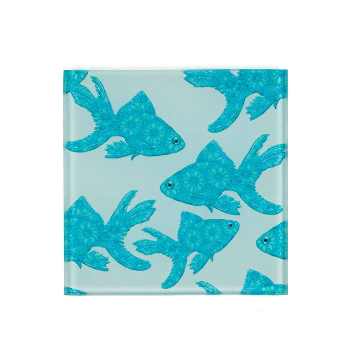 SALE - Single Goldfish Design Coaster - Blue