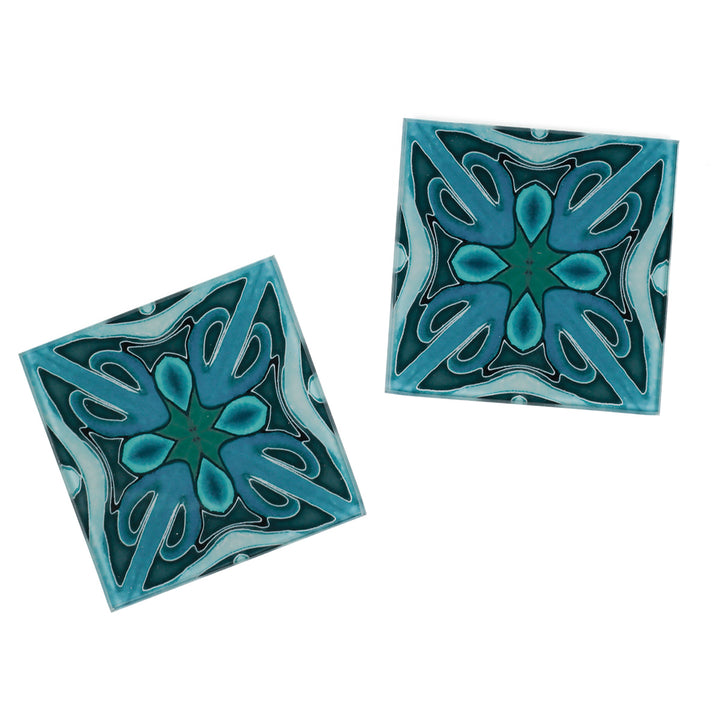 SALE - Pair of Malachite Green Coasters - Large Design