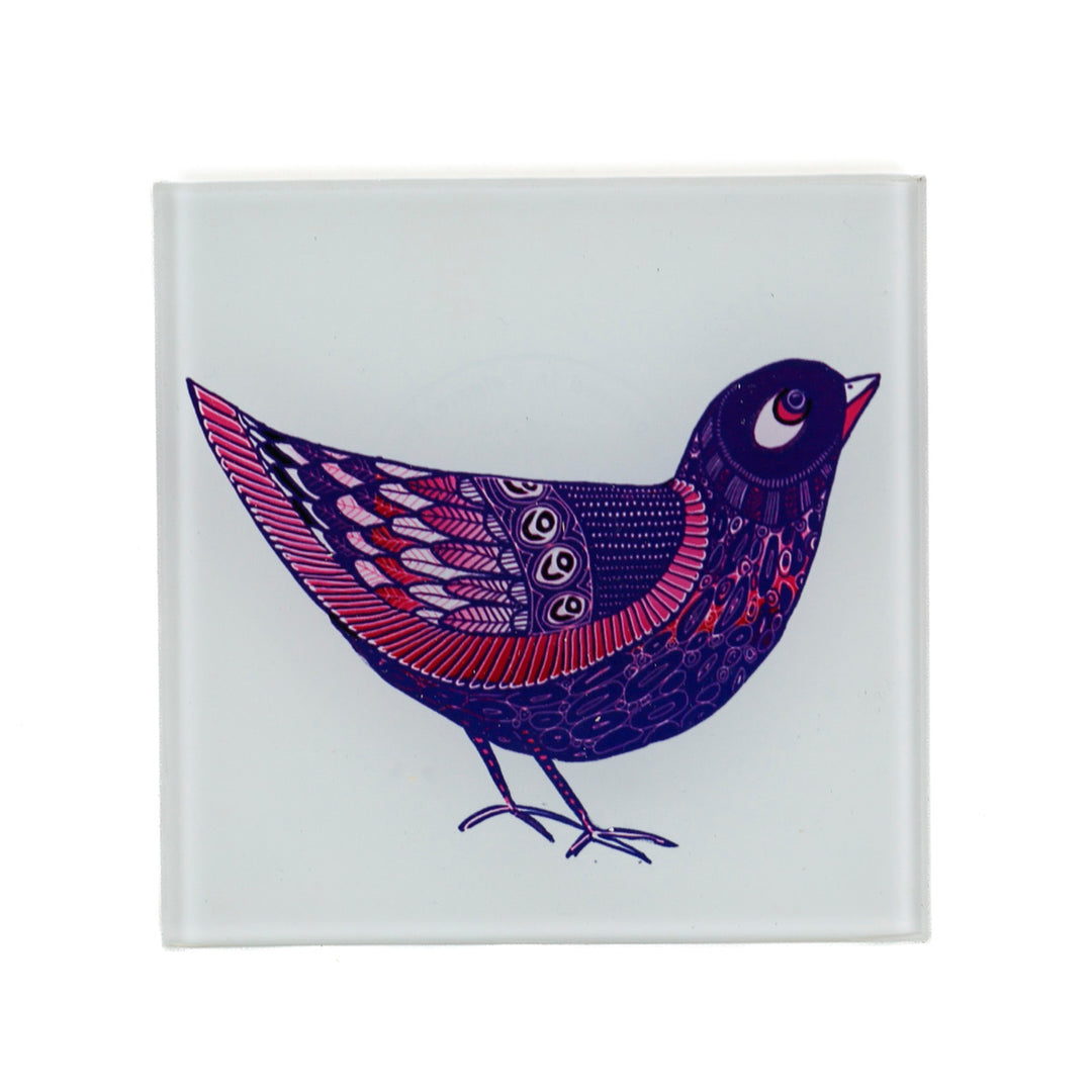 SALE - Set of 4x Partridge Design Square Glass Coasters