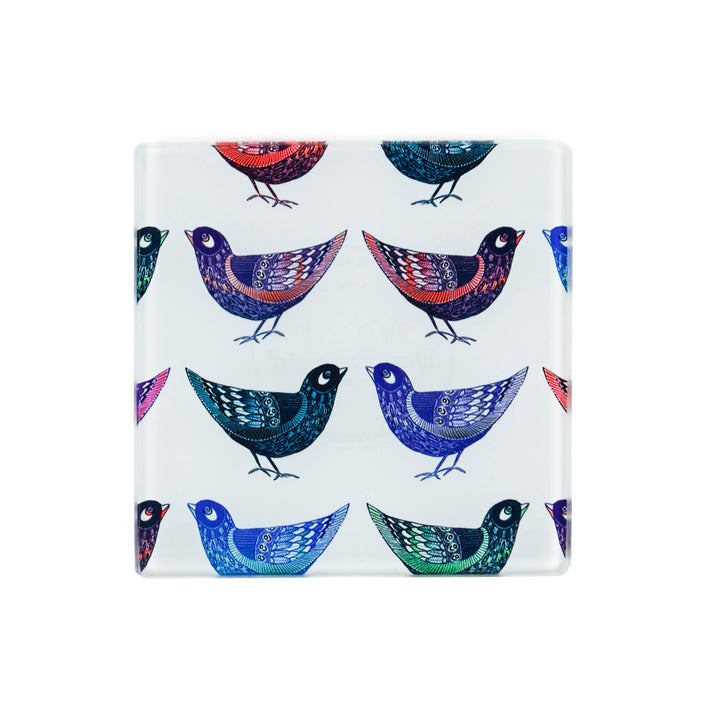 SALE - Set of 4x Partridge Design Square Glass Coasters