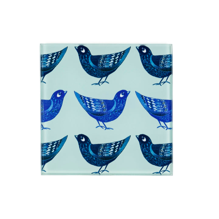 SALE - Set of 4x Partridge Design Square Glass Coasters
