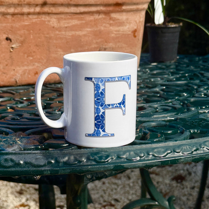 Initials, Letters &amp; Symbols Mug - Watercolour Blue
