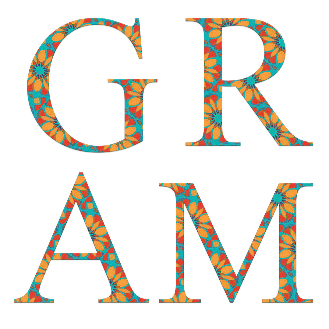 Initials, Letters &amp; Symbols Mug - Moroccan Flower (Orange / Teal)