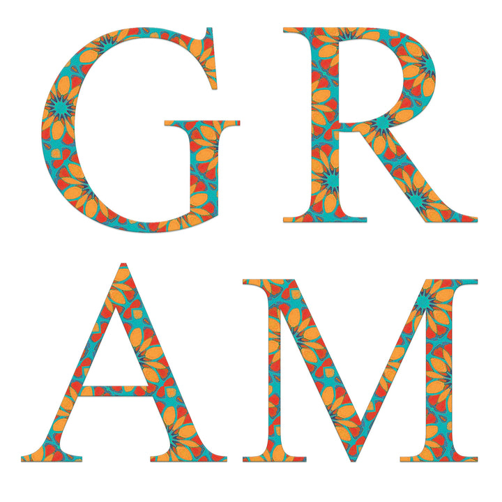 Initials, Letters &amp; Symbols Mug - Moroccan Flower (Orange / Teal)