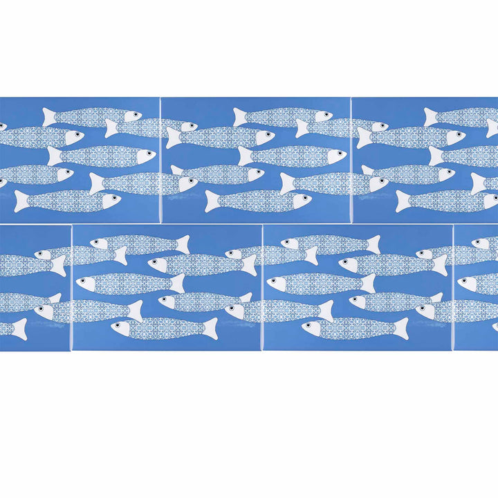 Ocean Shoal Mid Blue Border Tile - Rectangular - 30x20cm (12x8 inches)