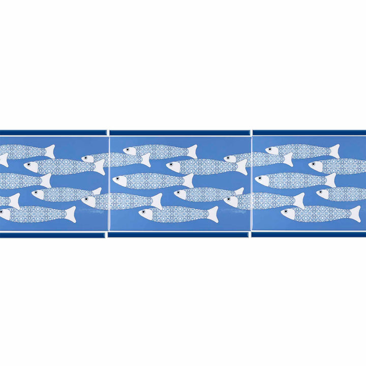 Ocean Shoal Mid Blue Border Tile - Rectangular - 30x20cm (12x8 inches)