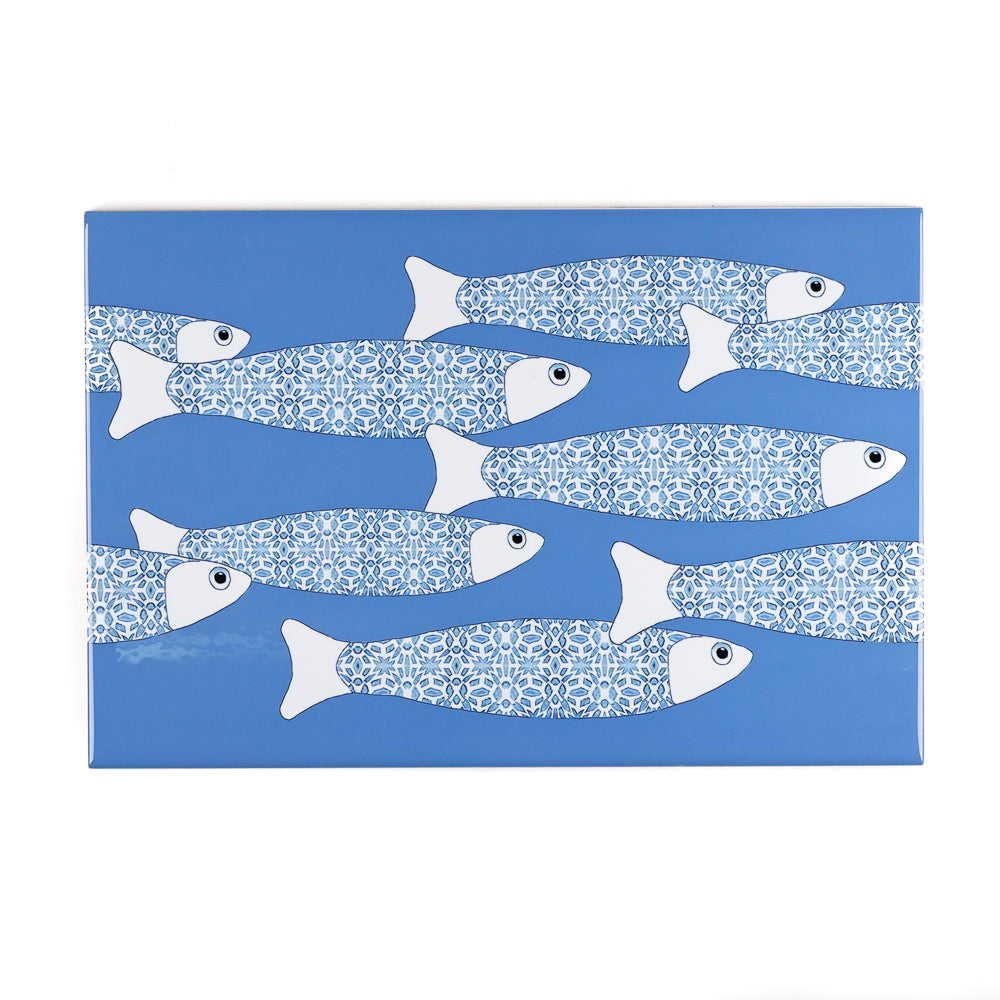 Ocean Shoal Mid Blue Border Tile - Rectangular - 30x20cm (12x8 inches)