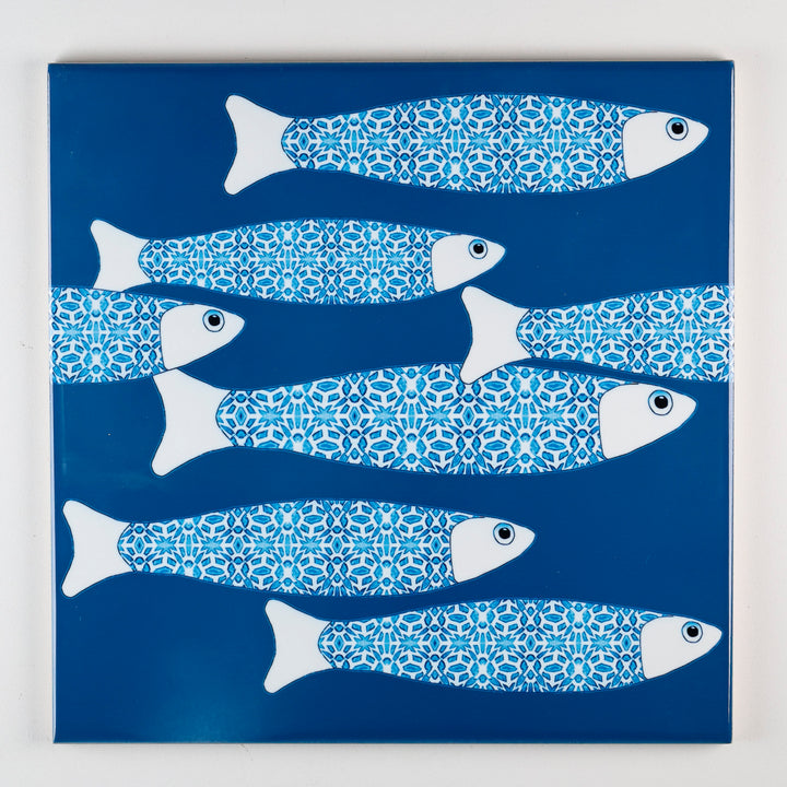 SALE SECOND SET - 4 x 20cm - Teal Ocean Shoal border tiles