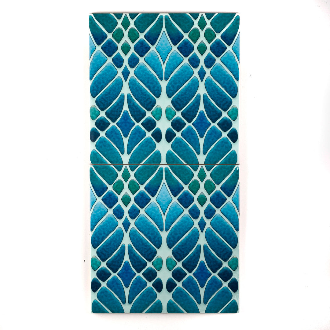 SALE - 2 x 15.2cm Large Scale Green/Blue Interwoven Trees