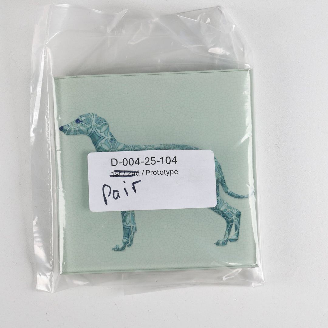 SALE - Pair of Greyhound / Whippet / Lurcher - blue/grey coasters (prototype)